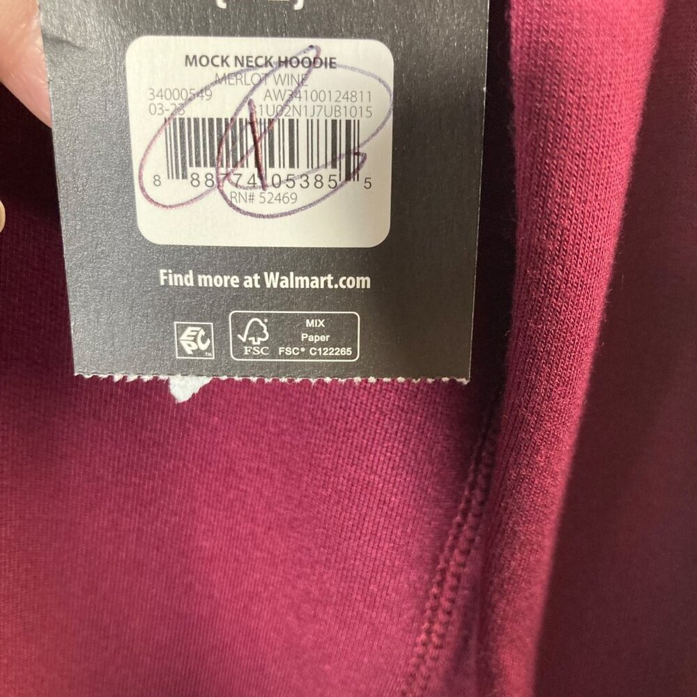 Womens Athletic Works Mock Neck Hoodie Merlot Wine S 4-6 Modal Polyester Spande — image 7 of 7